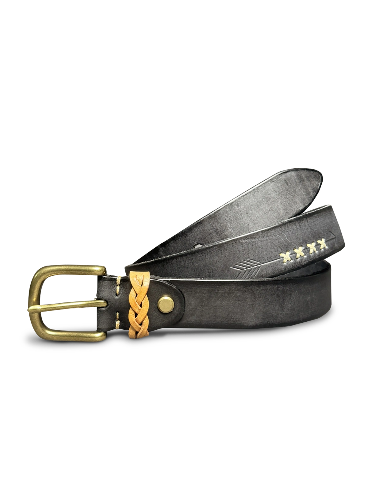 Wickett & Craig社製フルグレインレザーの手作りウォッシュドヴィンテージベルト