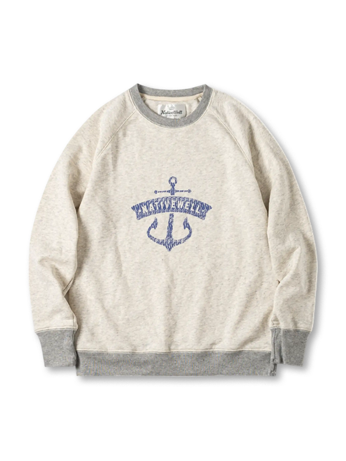 クラシックなアンカーデザインの厚手フリーススウェット。ルーズフィットで秋冬に最適。