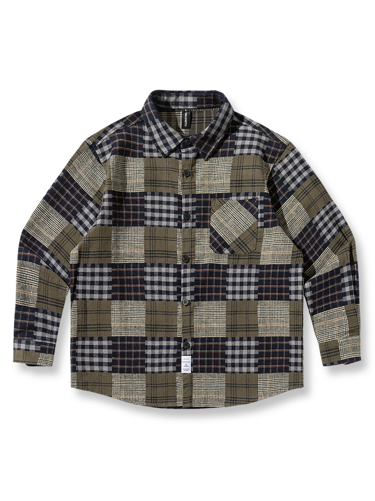 起毛加工されたヴィンテージチェック柄コットンシャツの全体像。