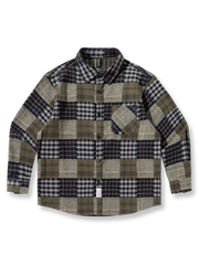 起毛加工されたヴィンテージチェック柄コットンシャツの全体像。