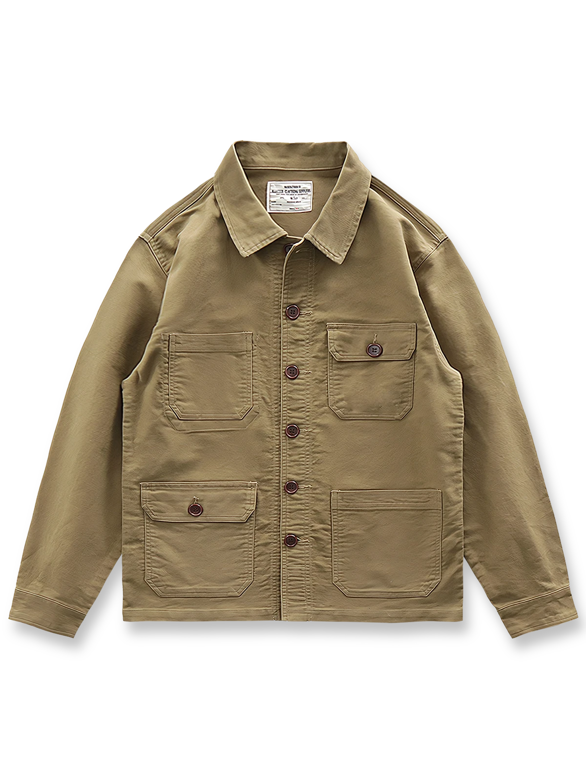 ブラッシュド＆ウォッシュ加工と多彩なポケットが特徴のワークジャケット。