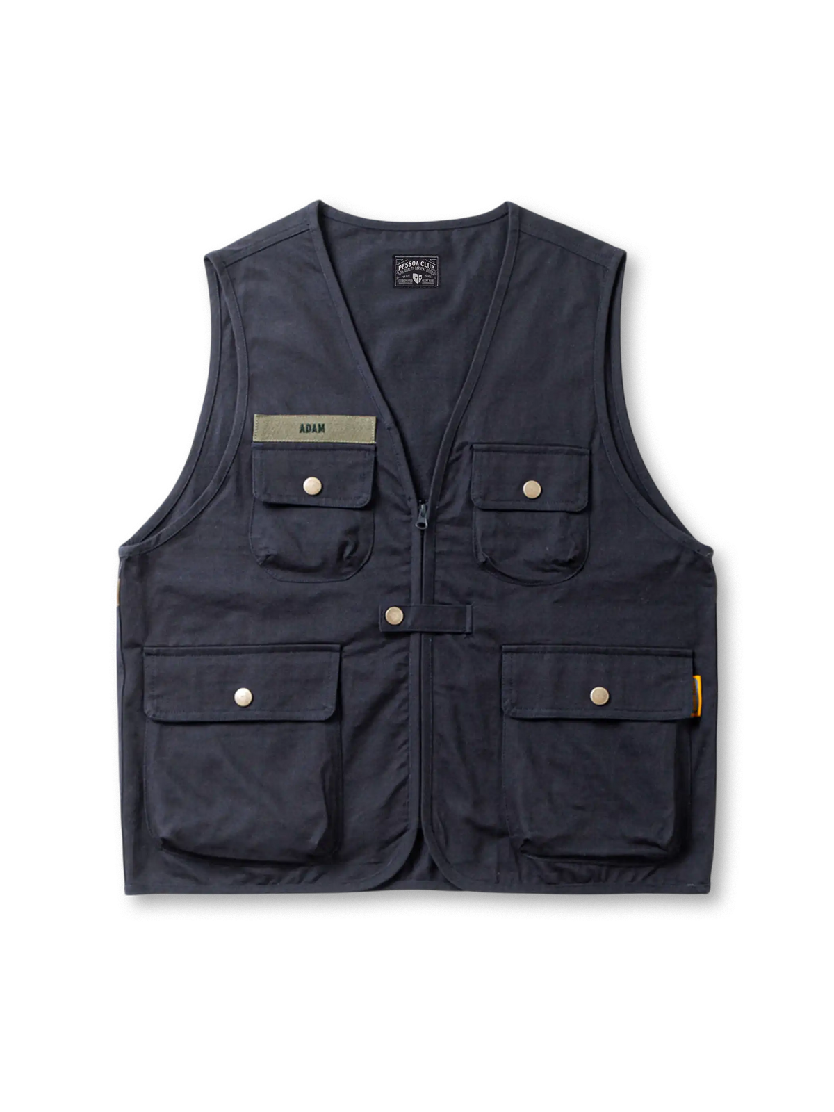 立体ポケットが特徴の厚手コットン製ヴィンテージワークベスト、タフな縫製とマットな質感