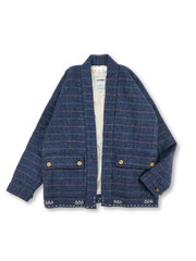 厚手ウールとアンティーク加工が特徴のヴィンテージチェックジャケット