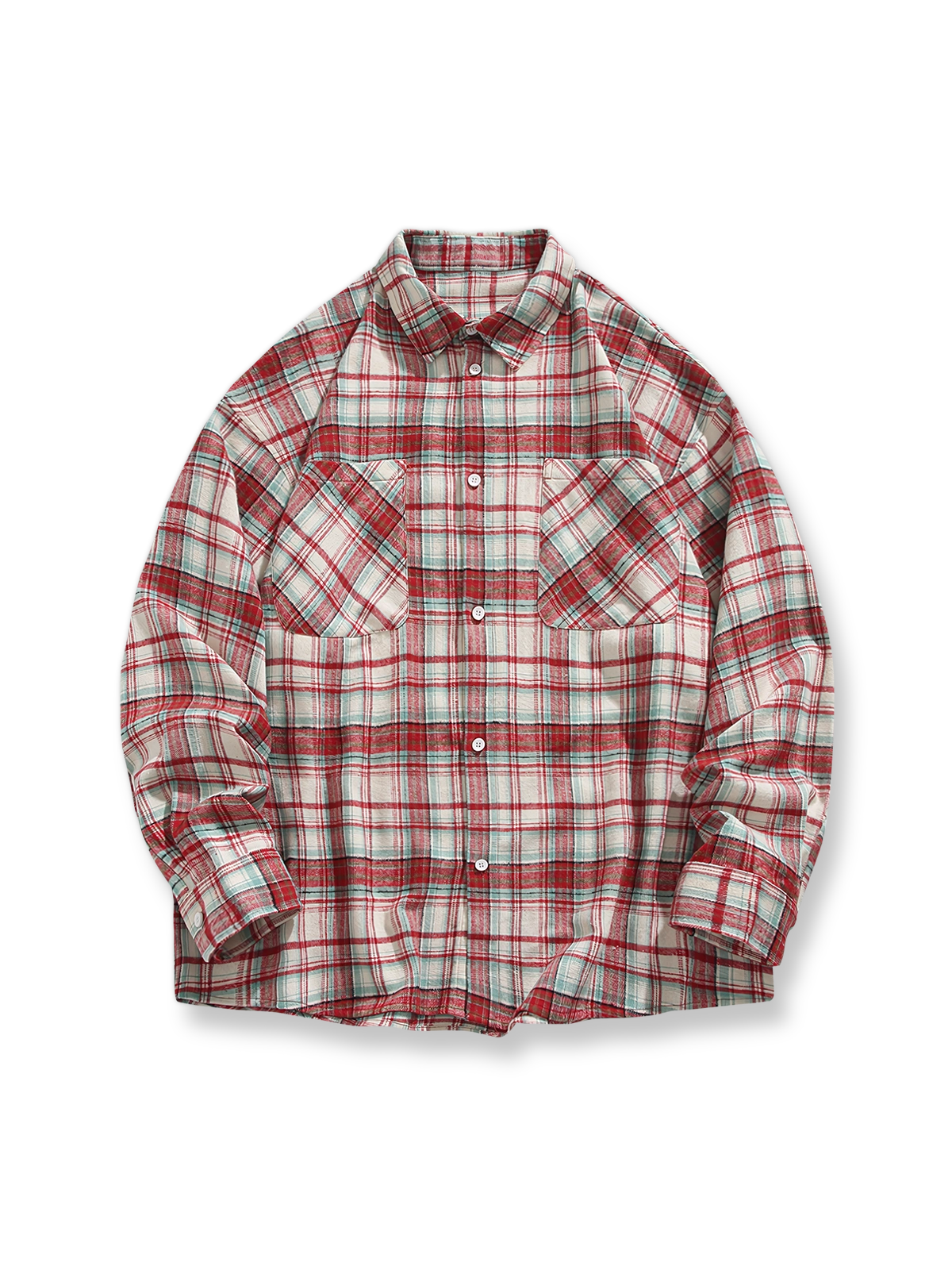 ヴィンテージチェック柄長袖シャツの前面が見える商品画像