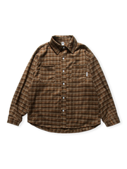 アメリカンヴィンテージ風のクラシックチェック柄シャツ。滑らかで弾力のある混紡素材、通気性と耐摩耗性が特徴。