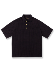 テーラードカラーとプルオーバーデザインが特徴のヴィンテージチェック半袖シャツ