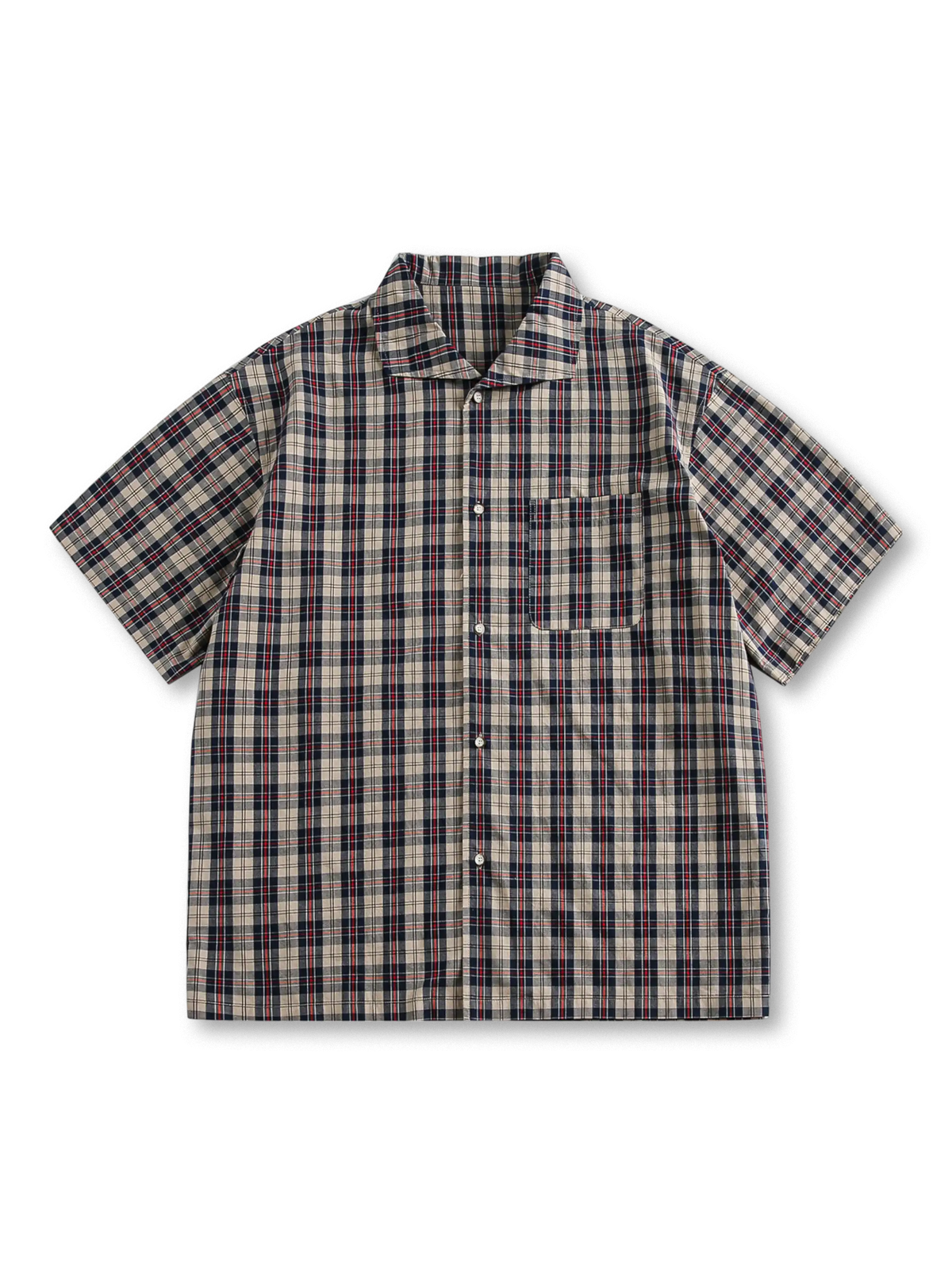 ヴィンテージ感あふれるマドラスチェック柄の薄手コットンワークシャツ