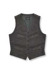 細かいチェック柄とヴィンテージ加工が特徴のコットンベスト