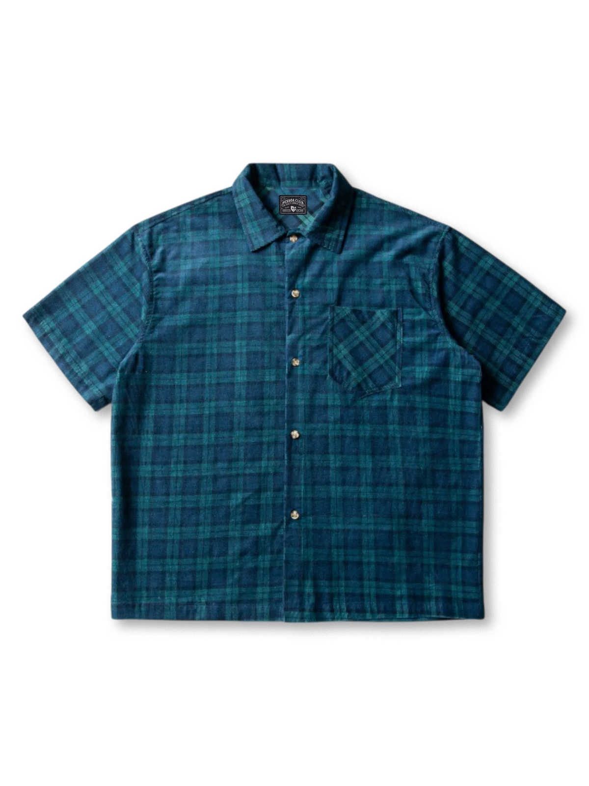 チェニール織りの起毛感とチェック柄が特徴のヴィンテージオープンカラーシャツ