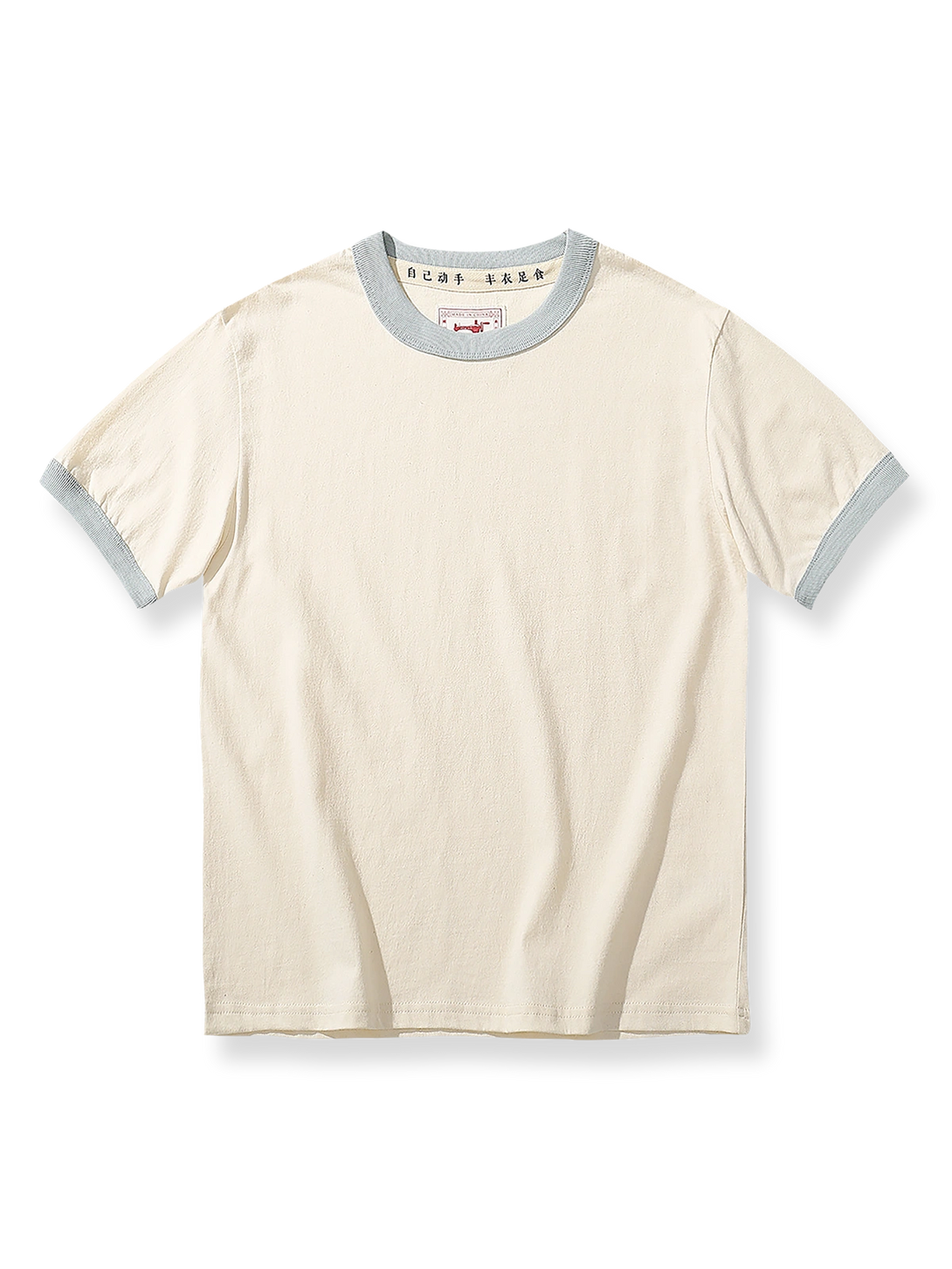 レトロなカラー配色のヴィンテージ風クルーネック半袖Tシャツ