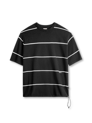 ブラックとホワイトの大胆なストライプが特徴のヴィンテージTシャツ