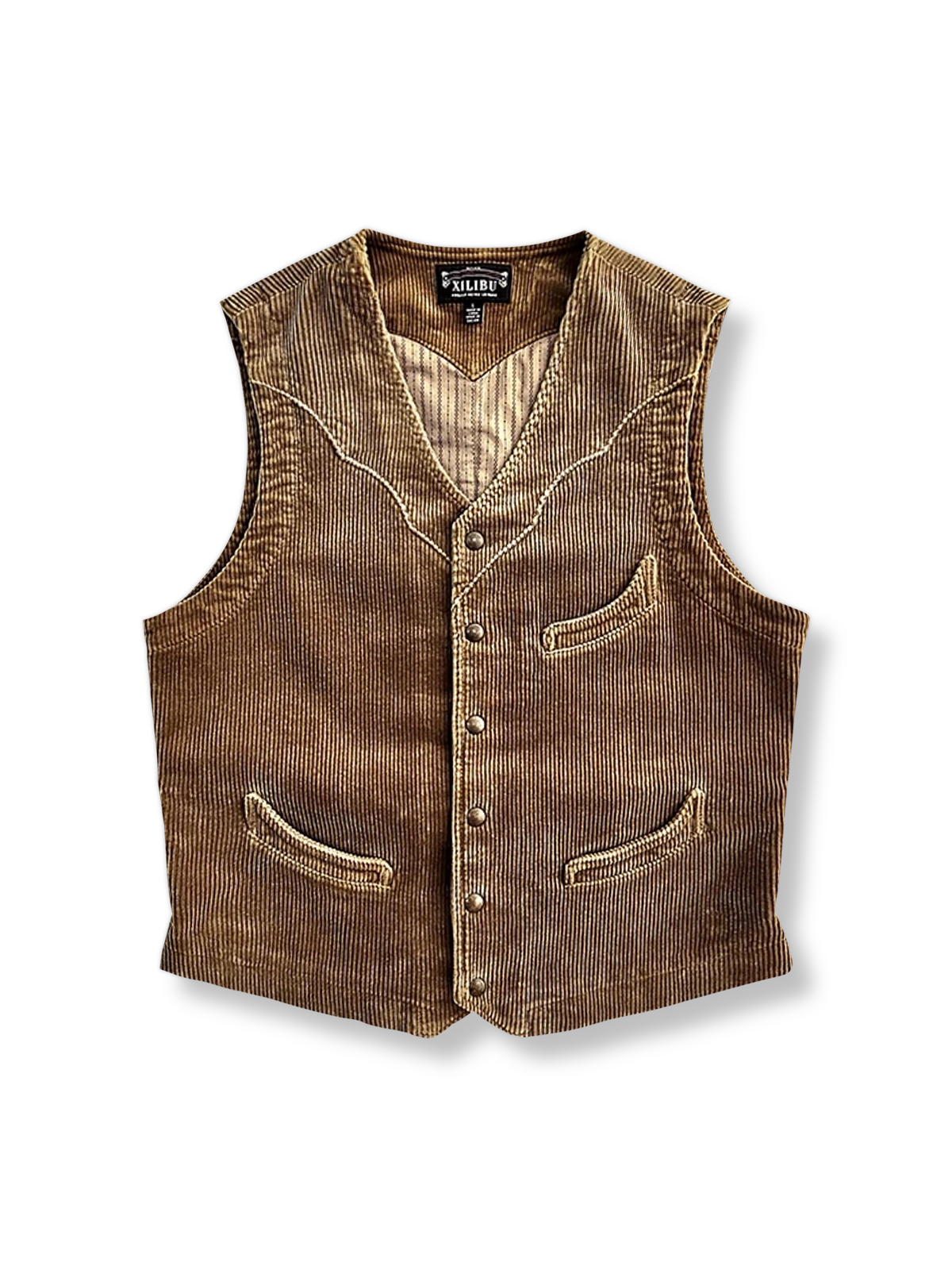 抜染加工を施したヴィンテージコーデュロイワークベスト