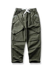 立体ポケットとダブルステッチが特徴のヴィンテージコットンツイルワークパンツの全体像。