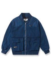 ウォッシュ加工が映えるヴィンテージ風のデニムベースボールジャケット