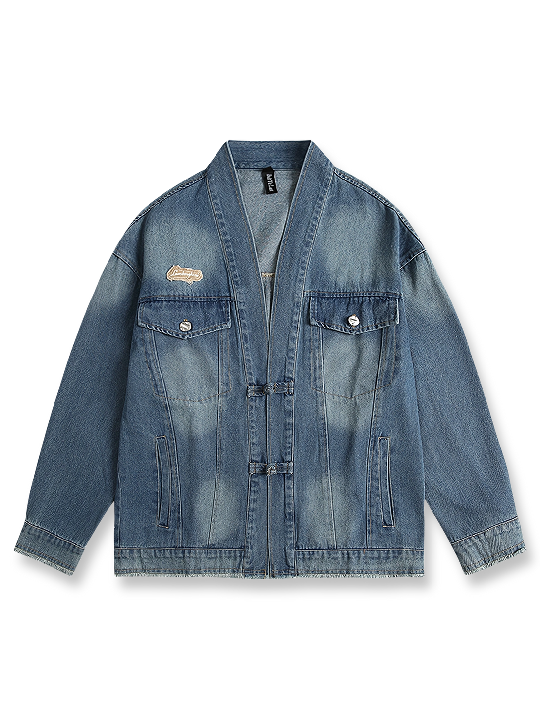 毛羽立ちエッジとワークポケットが特徴のヴィンテージデニムはんてんワークジャケット