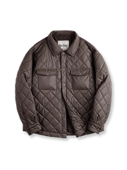 菱形キルティングと合成皮革パイピングが特徴のヴィンテージジャケット。