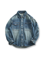 ヴィンテージウォッシュ加工のダブルポケットデニムシャツ