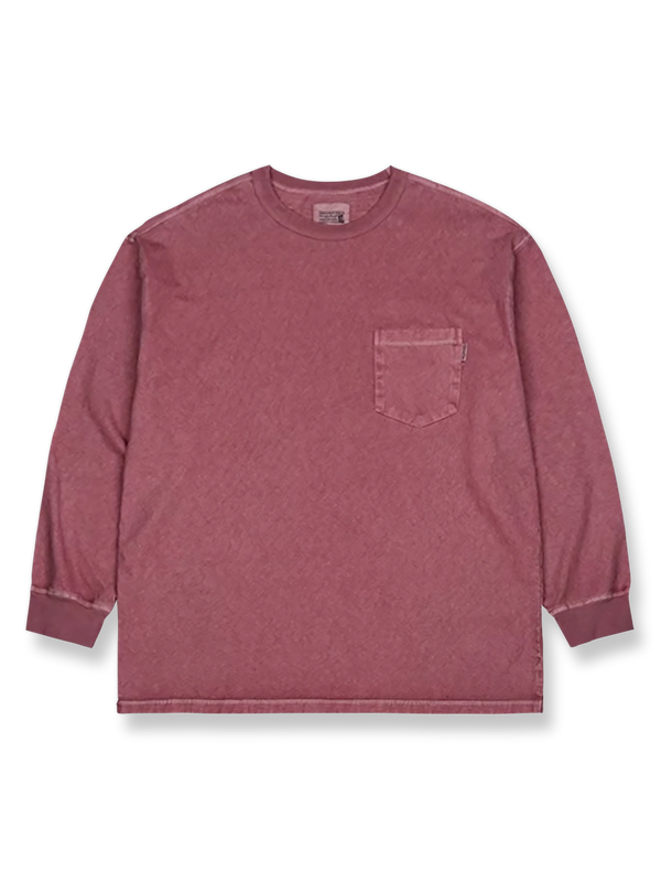 染洗加工を施したヴィンテージ風長袖Tシャツ