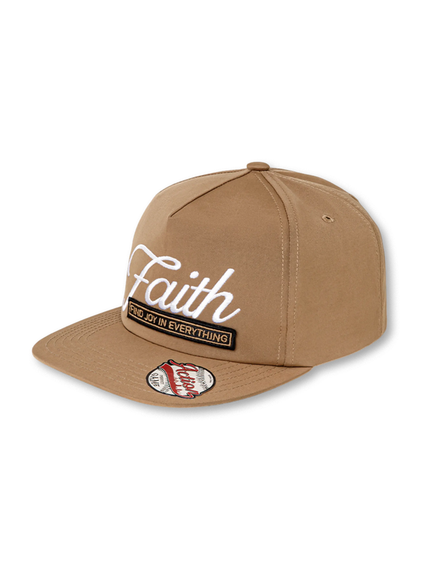 19世紀米国野球文化着想、Faith刺繍とメッセージ入りクラシック6パネルスナップバックキャップ。