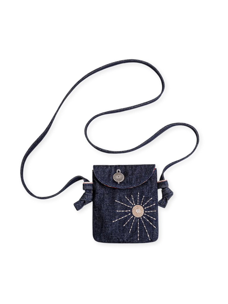 DENIM 刺繍デザインショルダーバッグ ヴィンテージ刺繍デニムショルダーバッグ-PESSOA CLUB