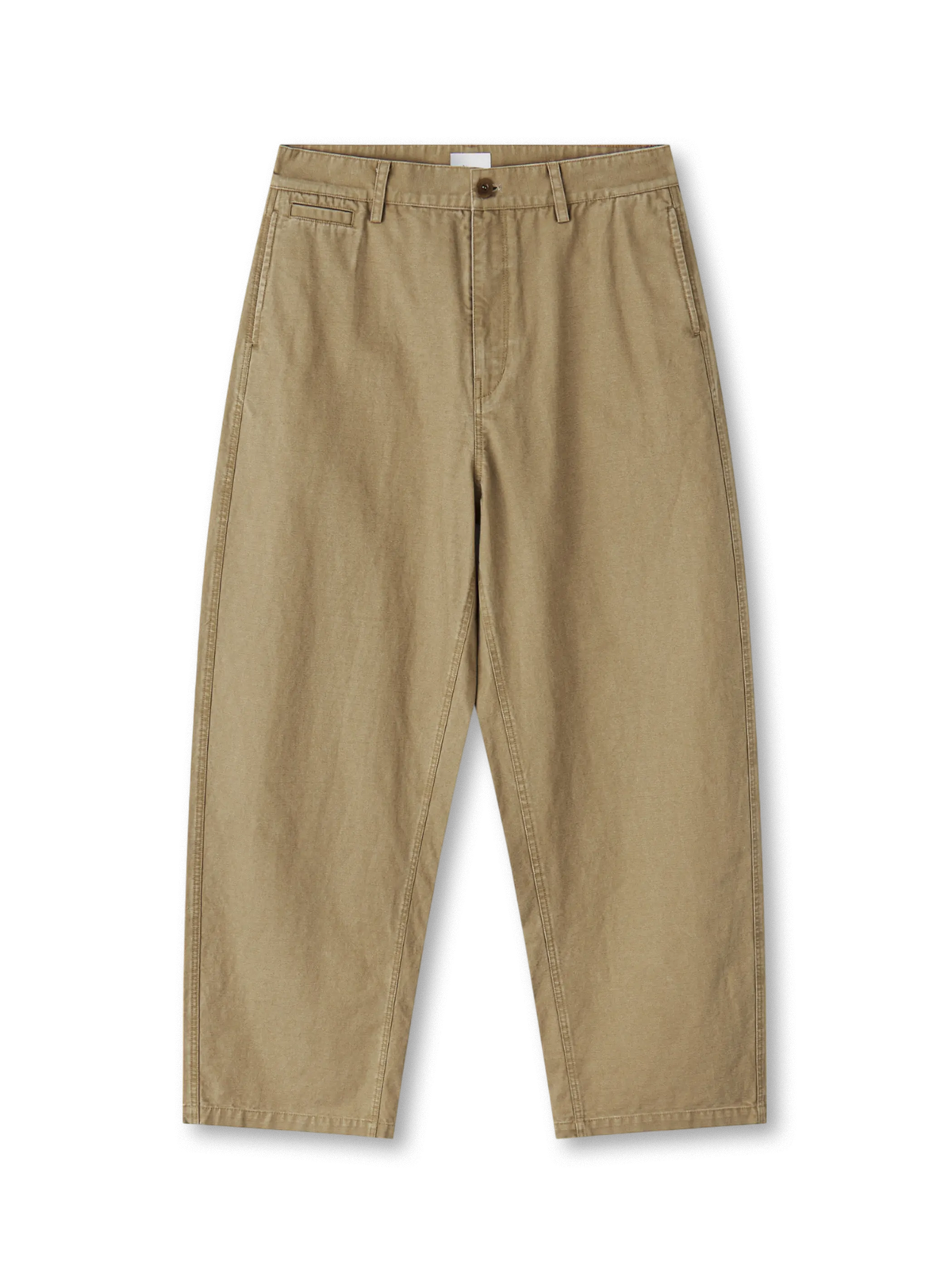 エンザイムウォッシュとワイドカーブシルエットが特徴のヴィンテージミリタリートラウザー