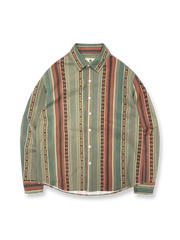 ヴィンテージ感と自然な風合いを兼ね備えたエスニックストライプ長袖シャツ