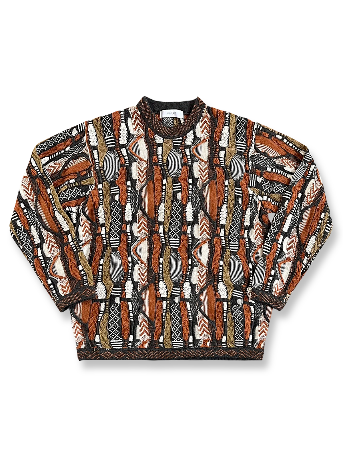 立体的なゴーヤ柄が映えるヴィンテージ風編みセーター