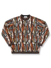 立体的なゴーヤ柄が映えるヴィンテージ風編みセーター