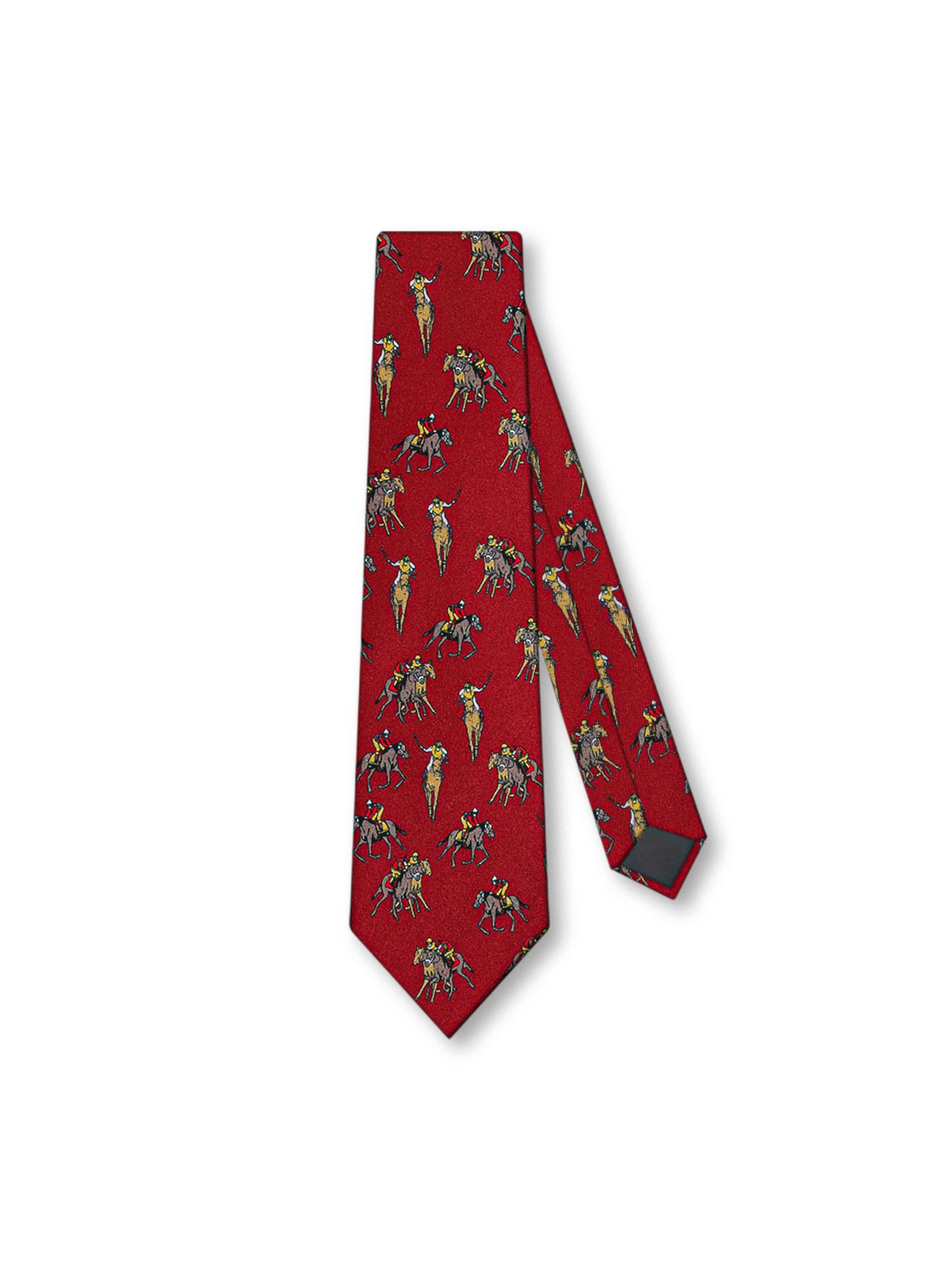 英国貴族乗馬スタイルの馬上紳士プリントが特徴のシルクタッチネクタイ