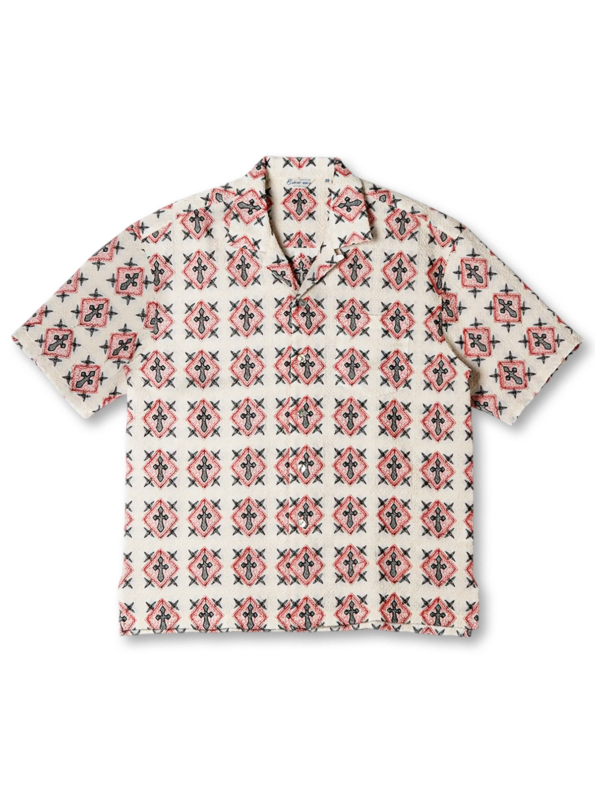 立体的なジャカード織り柄が映えるコットンツイルキューバシャツ