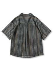 ヴィンテージニットストライプオープンカラーシャツ全体像