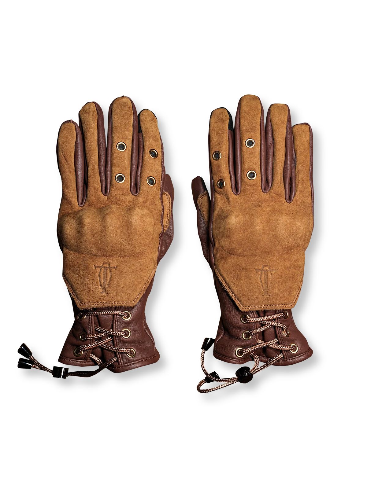 ヴィンテージ風羊革バイカーズグローブ（メタル通気孔・調整ストラップ付き）