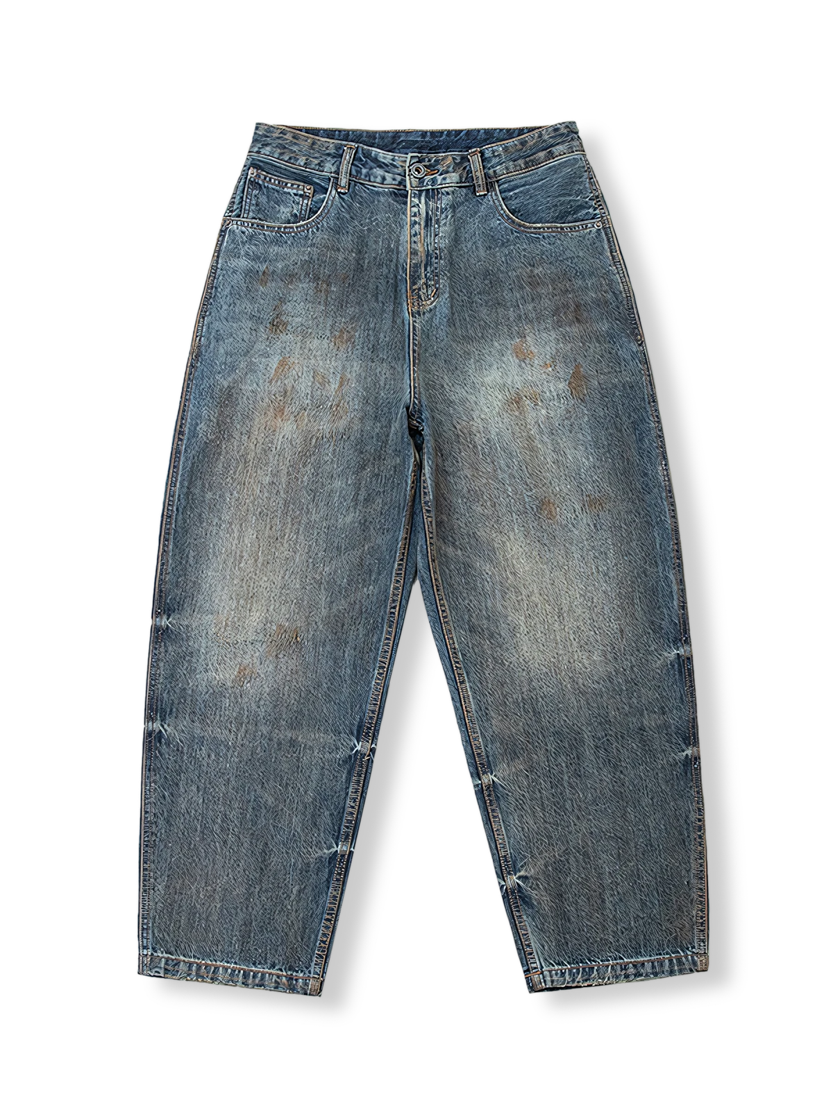 オイルステイン加工によるヴィンテージ感が際立つストレートデニムパンツ