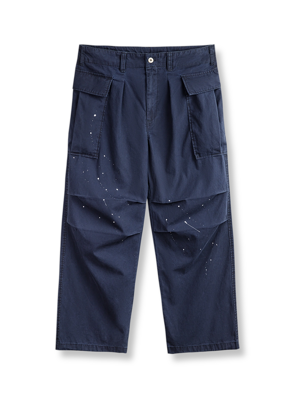 ペイント加工とドローコード裾が特徴のヴィンテージパラシュートワークパンツ