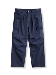 ペイント加工とドローコード裾が特徴のヴィンテージパラシュートワークパンツ