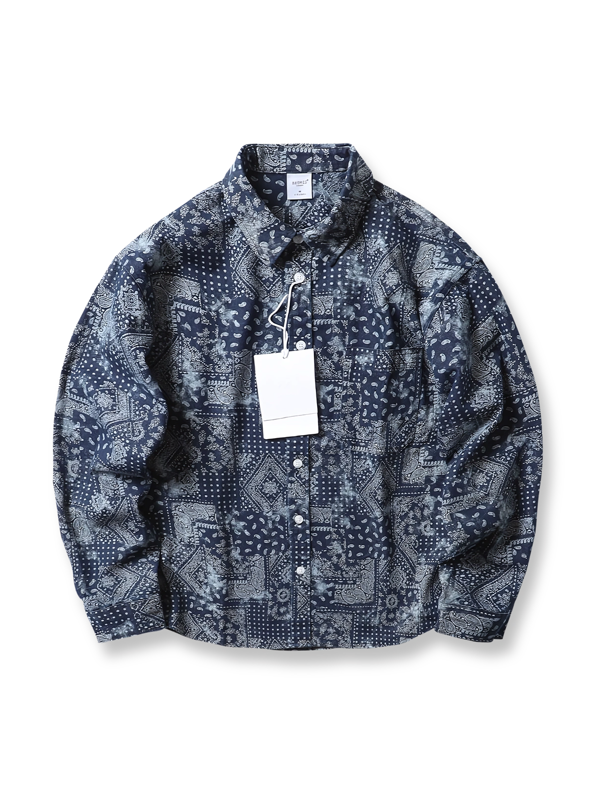  ペイズリー柄が映えるヴィンテージ風長袖デニムシャツ