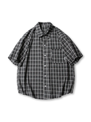 ヴィンテージ刺繍パッチチェック半袖シャツ正面画像