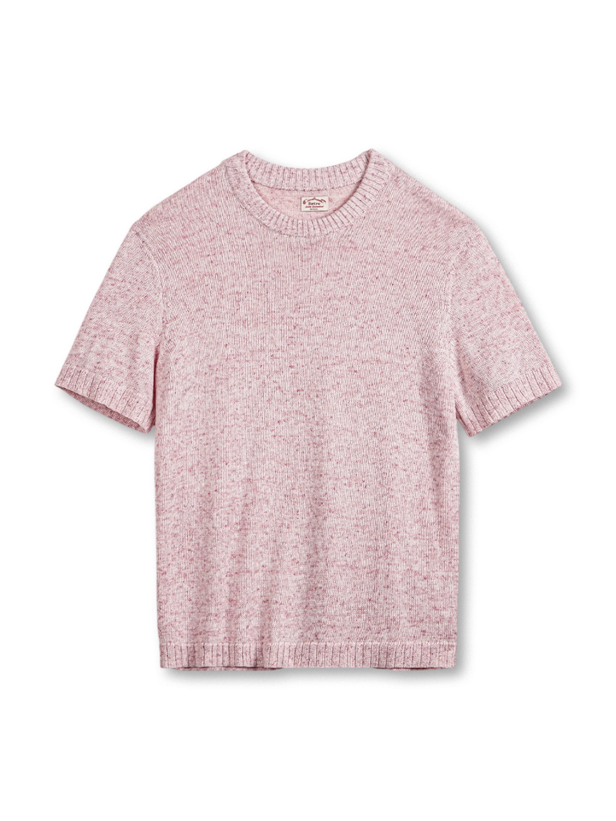 16番手花糸ワッフル生地とクラシックリブが特徴のヴィンテージピンクニットTシャツ