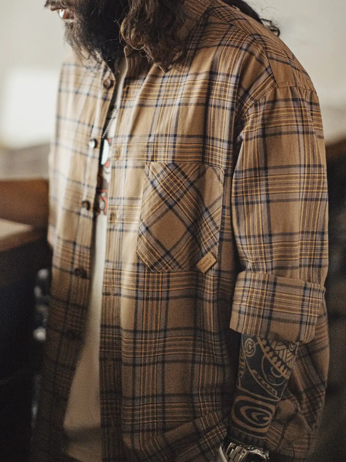 レトロチェックオーバーシャツ フロント画像