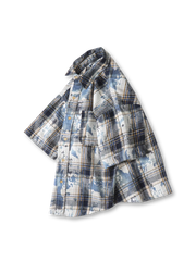 ヴィンテージチェックタイダイプリントシャツ