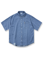 テンセル混紡デニム半袖シャツの前面が見える商品画像