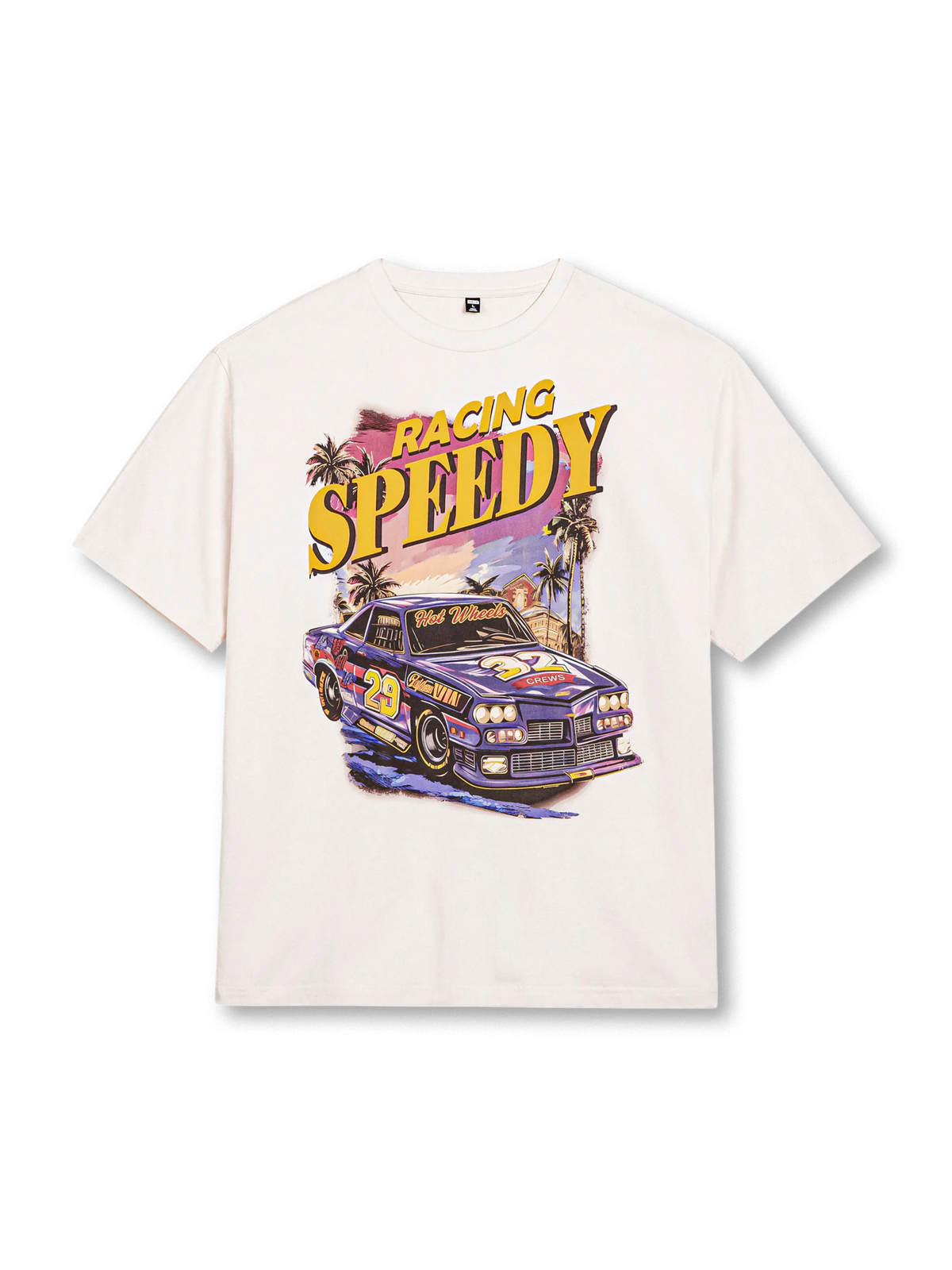 80年代マッスルカーの疾走を描いたシルクスクリーンプリントTシャツ