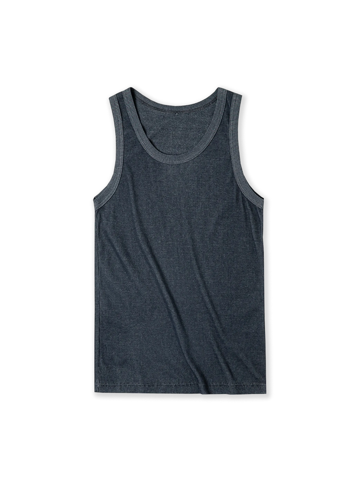  ヴィンテージリブ編みコットンノースリーブタンクトップ。快適な混紡素材と高いフィット感で、スポーツやカジュアルシーンに最適。