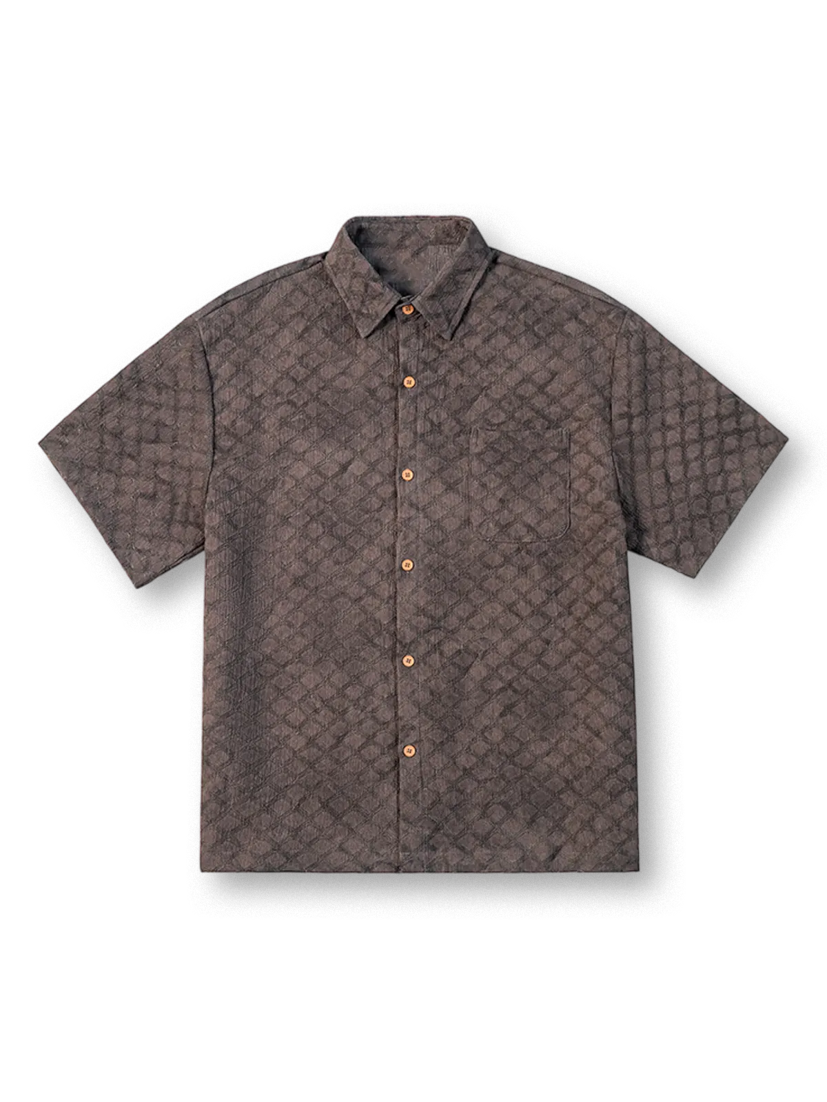 蛇皮柄を全面にプリントした抗シワストレッチ素材のリラックスシャツ