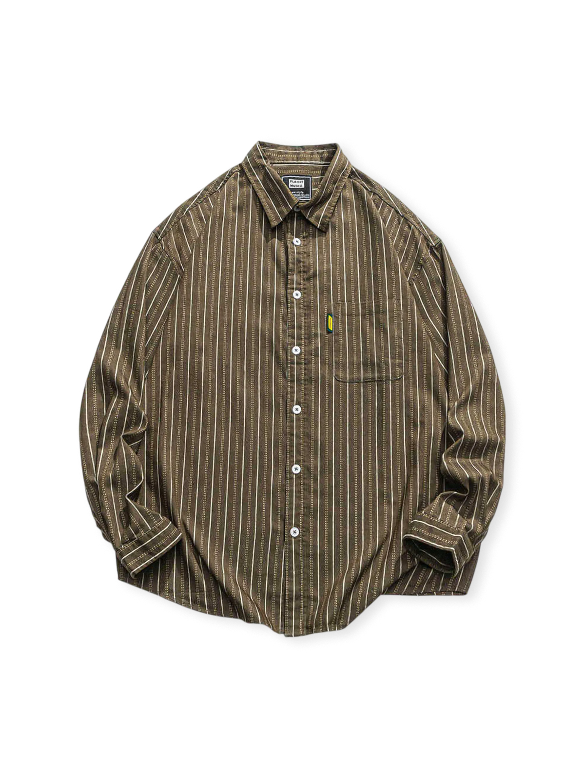 柔らかくストレッチ性あるストライプ生地のボタンダウンシティボーイシャツ。ルーズフィット設計。