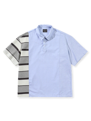 マルチストライプと異素材パネルのパッチワークが映えるヴィンテージワークシャツ