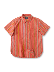 精緻なストライプとチェーンステッチが映えるレギュラーカラーシャツ