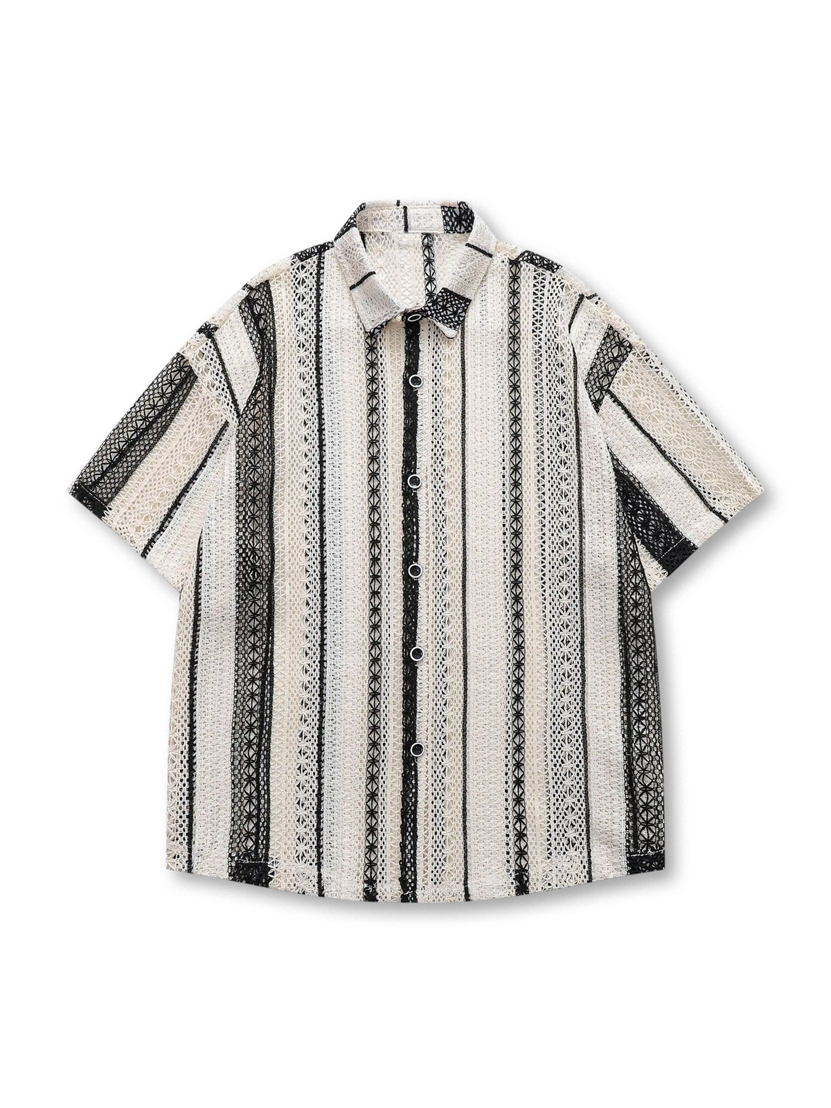 ヴィンテージライクストライプ半袖シャツ正面画像