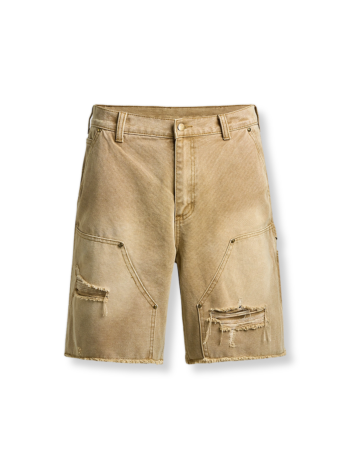 ダメージ加工が施されたヴィンテージ風カーゴショーツ