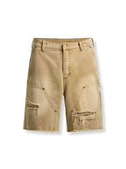 ダメージ加工が施されたヴィンテージ風カーゴショーツ